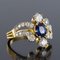 French Modern Sapphire Diamonds 18 Karat Yellow Gold Platinum Ring by Rain 8