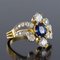 French Modern Sapphire Diamonds 18 Karat Yellow Gold Platinum Ring by Rain, Image 8