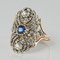 19th Century French 18 Karat Yellow Gold Silver Sapphire Diamond Ring 3
