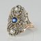 19th Century French 18 Karat Yellow Gold Silver Sapphire Diamond Ring, Image 3