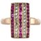 Calibrated Ruby Diamond 18 Karat Rose Gold Rectangular Ring, 1900s 1