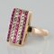 Calibrated Ruby Diamond 18 Karat Rose Gold Rectangular Ring, 1900s 3