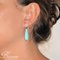 Turquoise Diamond Gold Stud Teardrop Earrings 7