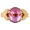 Pink Tourmaline 18 Carat Gold Leaves Ring, 1960s, Image 1