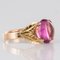 Pink Tourmaline 18 Carat Gold Leaves Ring, 1960s, Image 5