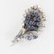 Broche Bouquet en Saphir, Diamant, Platine et Or Blanc, France, 1950s 18