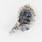 French Sapphire, Diamond, Platinum and White Gold Bouquet Brooch, 1950s, Image 18