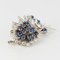 French Sapphire, Diamond, Platinum and White Gold Bouquet Brooch, 1950s, Image 14