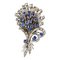 French Sapphire, Diamond, Platinum and White Gold Bouquet Brooch, 1950s 1