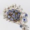 French Sapphire, Diamond, Platinum and White Gold Bouquet Brooch, 1950s, Image 8