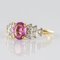 Bague en Saphir Rose, Diamant, Or et Platine 4