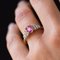 Pink Sapphire, Diamond, Gold and Platinum Ring, Image 5