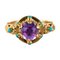 20th Century Amethyst Turquoise and 20 Karat Yellow Gold Ring 1