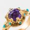 20th Century Amethyst Turquoise and 20 Karat Yellow Gold Ring 7