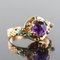 20th Century Amethyst Turquoise and 20 Karat Yellow Gold Ring 4