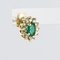 Emerald, Diamond and 18 Karat Yellow Gold Daisy Earrings, Set of 2 5