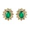 Boucles d'Oreilles Emeraude, Diamant et Or Jaune 18 Carat, Set de 2 1