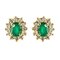 Emerald, Diamond and 18 Karat Yellow Gold Daisy Earrings, Set of 2 1