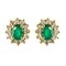 Emerald, Diamond and 18 Karat Yellow Gold Daisy Earrings, Set of 2, Image 1