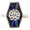 French Diamond Sapphires and Platinum White Gold Ring, 1930s, Image 1