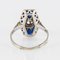 French Diamond Sapphires and Platinum White Gold Ring, 1930s 10