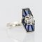 French Diamond Sapphires and Platinum White Gold Ring, 1930s, Image 7