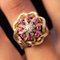 French Ruby and Diamonds Intertwined 18 Karat Gold Threads Ring, 1950s 4