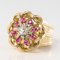 French Ruby and Diamonds Intertwined 18 Karat Gold Threads Ring, 1950s 3