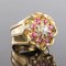 French Ruby and Diamonds Intertwined 18 Karat Gold Threads Ring, 1950s 5