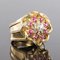 French Ruby and Diamonds Intertwined 18 Karat Gold Threads Ring, 1950s, Image 5