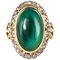 Green Agate Rose-Cut Diamonds and 18 Karat Rose Gold Ring, 1900s 1