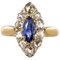Französische Saphir, Diamanten und 18 Karat Gold Marquise Ring aus 19. Jhdt 1