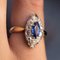 Französische Saphir, Diamanten und 18 Karat Gold Marquise Ring aus 19. Jhdt 9