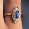 French 19th Century Sapphire, Diamonds and 18 Karat Yellow Gold Marquise Ring 9