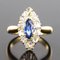 French 19th Century Sapphire, Diamonds and 18 Karat Yellow Gold Marquise Ring 4