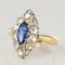 French 19th Century Sapphire, Diamonds and 18 Karat Yellow Gold Marquise Ring 3