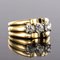 3 Diamonds and 18 Karat Yellow Gold Platinum Tank Ring, 1940s 6