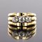 3 Diamonds and 18 Karat Yellow Gold Platinum Tank Ring, 1940s 8