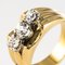 3 Diamonds and 18 Karat Yellow Gold Platinum Tank Ring, 1940s 5