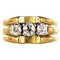 3 Diamonds and 18 Karat Yellow Gold Platinum Tank Ring, 1940s 1