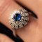 French Sapphire Diamonds Round Ring, 1930s 4