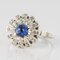 French Sapphire Diamonds Round Ring, 1930s 3