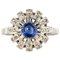 French Sapphire Diamonds Round Ring, 1930s 1
