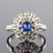 French Sapphire Diamonds Round Ring, 1930s 9