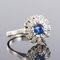 French Sapphire Diamonds Round Ring, 1930s 5