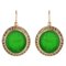 Italian Intaglio and Green Stone Crystals Lever-Back Earrings, Set of 2 1