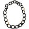 African Ebony Gold Leaf Oval Mesh Long Necklace 1