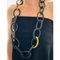 African Ebony Gold Leaf Oval Mesh Long Necklace 2
