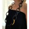 African Ebony Gold Leaf Oval Mesh Long Necklace 6