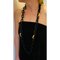 African Ebony Gold Leaf Chain Link Long Necklace 2